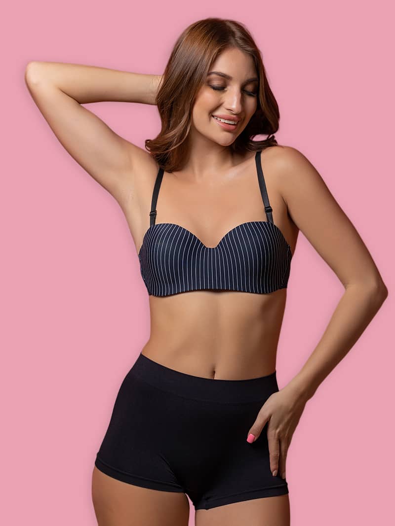 Peppy Padded Lightly Padded Underwired Demi Cup Bra in Black | Bold & Bae Fashion